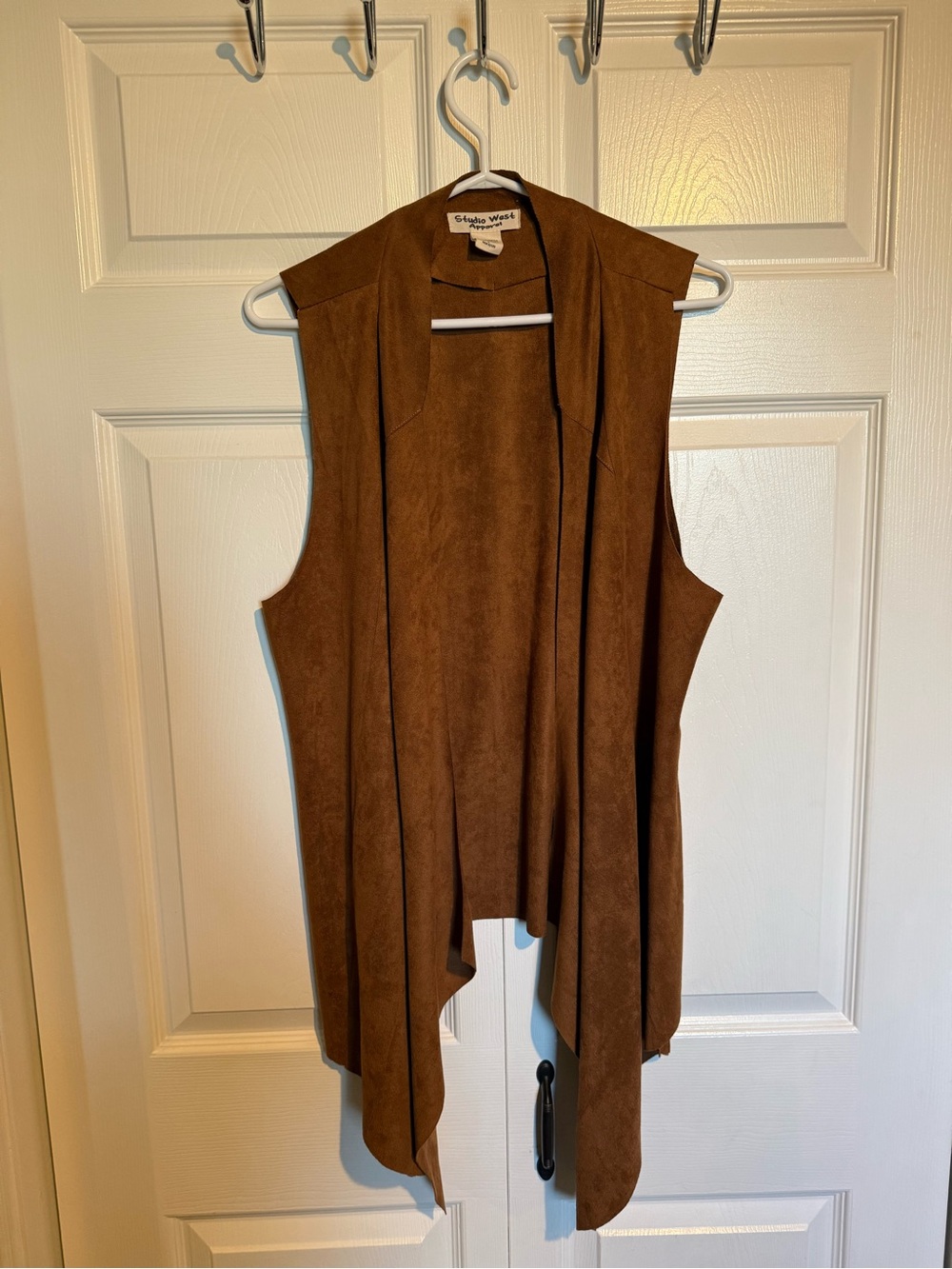 Studio West Brown Suede-Look Draped Vest
